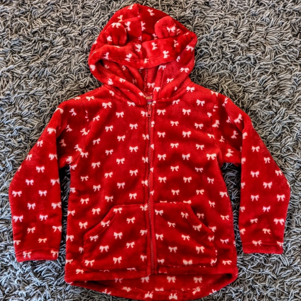 Girls 4T red bow soft fleece jacket Penelope mack